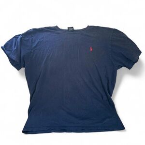 Polo Ralph Lauren Men's Navy Blue T-Shirt with Red Logo Size XL